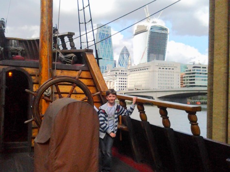 Aboard the Golden Hinde - look at the great view behind me