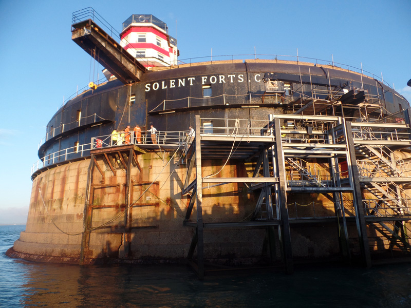 Workmen on No Man's Fort