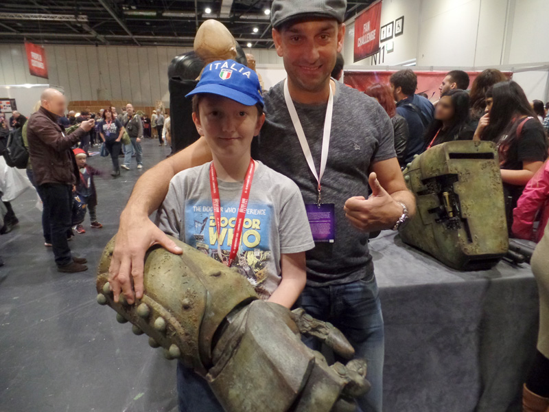 Tom and Jon Davey with The Mire Costume at The Doctor Who Festival